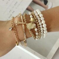 Pearl Studded Korean Bracelet Set